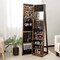 Costway Mirrored Jewelry Cabinet Armoire Lockable Standing Storage Organizer with Shelf Black/White/Coffee/Dark Brown